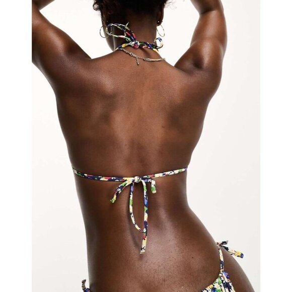 & OTHER STORIES Floral Strawberry 2pc Triangle Halter Bikini Set, Size 6/8 - Picture 3 of 14